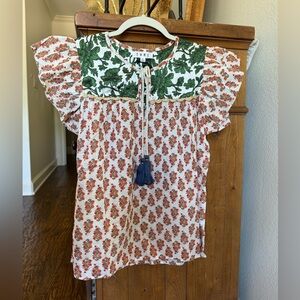 THML Green and Red Floral Blouse